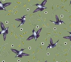 Hummingbirds by Betty - Allover Sage - BA-0007