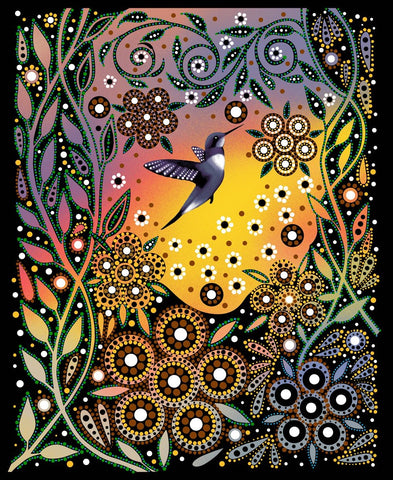 Hummingbirds Panel by Betty Albert - BA-0005 - Panel 36x45"