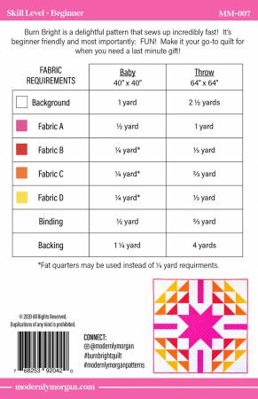 Burn Bright Pattern - 40" x 40"and/or 64" x 64" - MM-007
