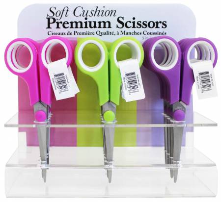 Soft Cushion Prem Scissors 5-1/2in Clear Plastic Display 12ct # 6217ASSTA