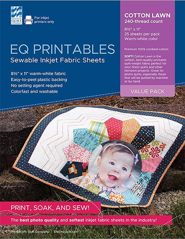 EQ Cotton Lawn Inkjet Fabric 25 sheets