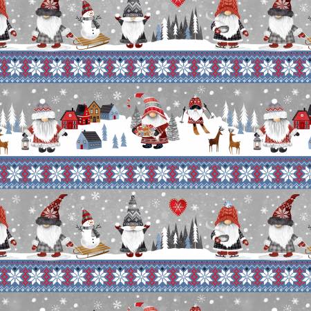 Grey Nordic Gnomes 11" Stripes Christmas # CD2886-GREY