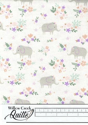 Soft Elephant Floral Flannel - 21220803B-01 - White