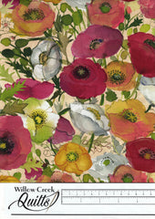 Poppy Dreams - Y3986-131D - Pale Peach Large Poppies Digital