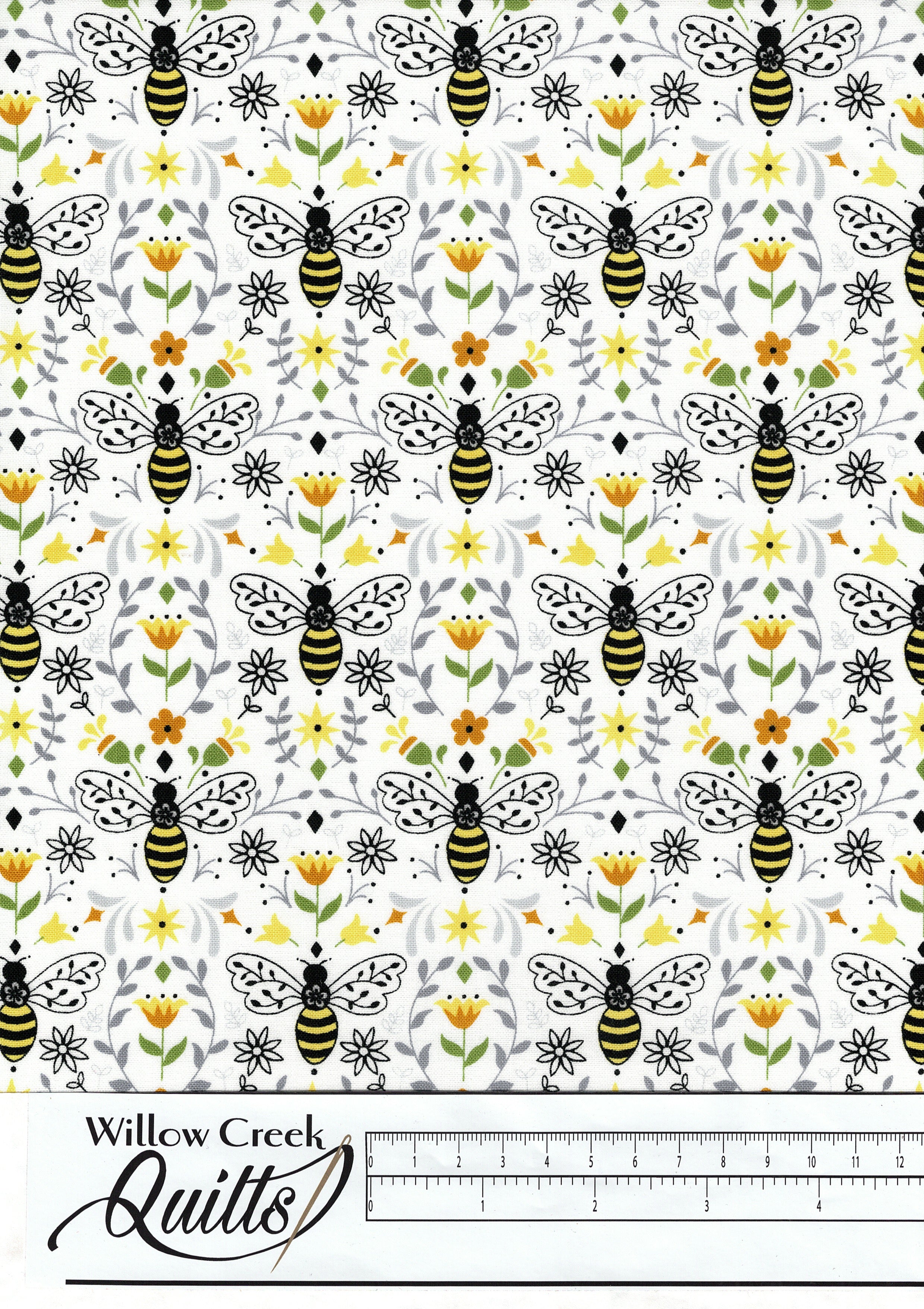 Bee Happy - Bees in Bloom - White - A516-L