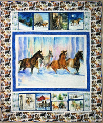 Snowfall on the Range Horse Quilt Kit - 62" x 78"