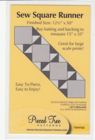 Sew Square Runner - Table Runner Pattern - 12 1/2" x 50" - TINY02