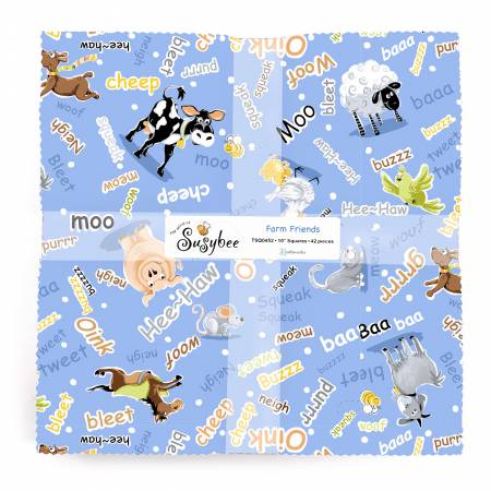 Barnyard Blues Denim Farm Friends by Susybee - 10" Squares - TSQ0452