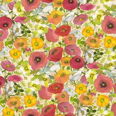 Poppy Dreams - Y3986-131D - Pale Peach Large Poppies Digital