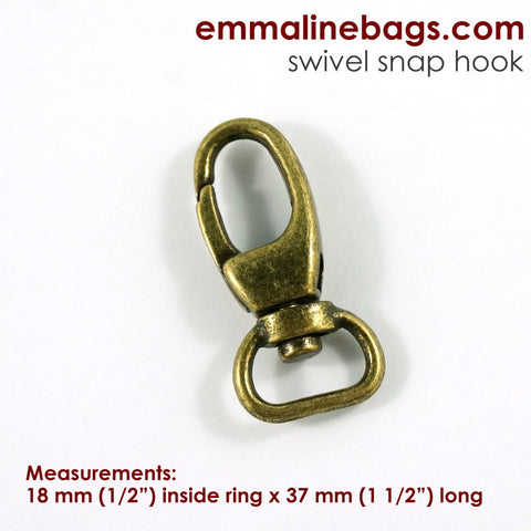 Swivel Snap Hooks: Designer Profile - 1.5" - Antique Brass Finish - 2 pack