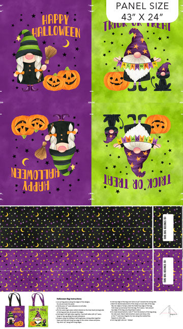 Gnomes Night Out -  Bag Pattern Panel - Purple Multi - 24669-85