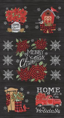 Home Sweet Holidays panel - Charcoal Black - 556000-13 - 23"(59cm)