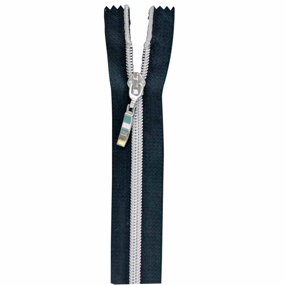 Vizzy Fashion Mode Zipper - Black with Silver Pull and Teeth - 22"(55cm) - 7055580 - 1770