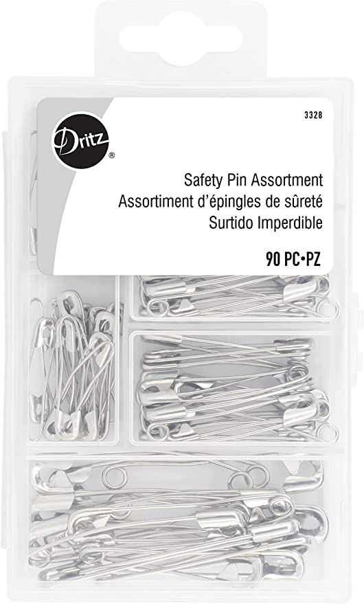 Curved Safety Pin Assortment - 90 Count - 3328 D