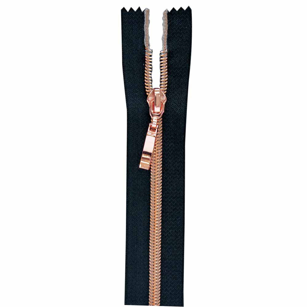 Vizzy Fashion Mode Zipper - Black with Copper Pull and Teeth - 22"(55cm) - 7355580 - 1773