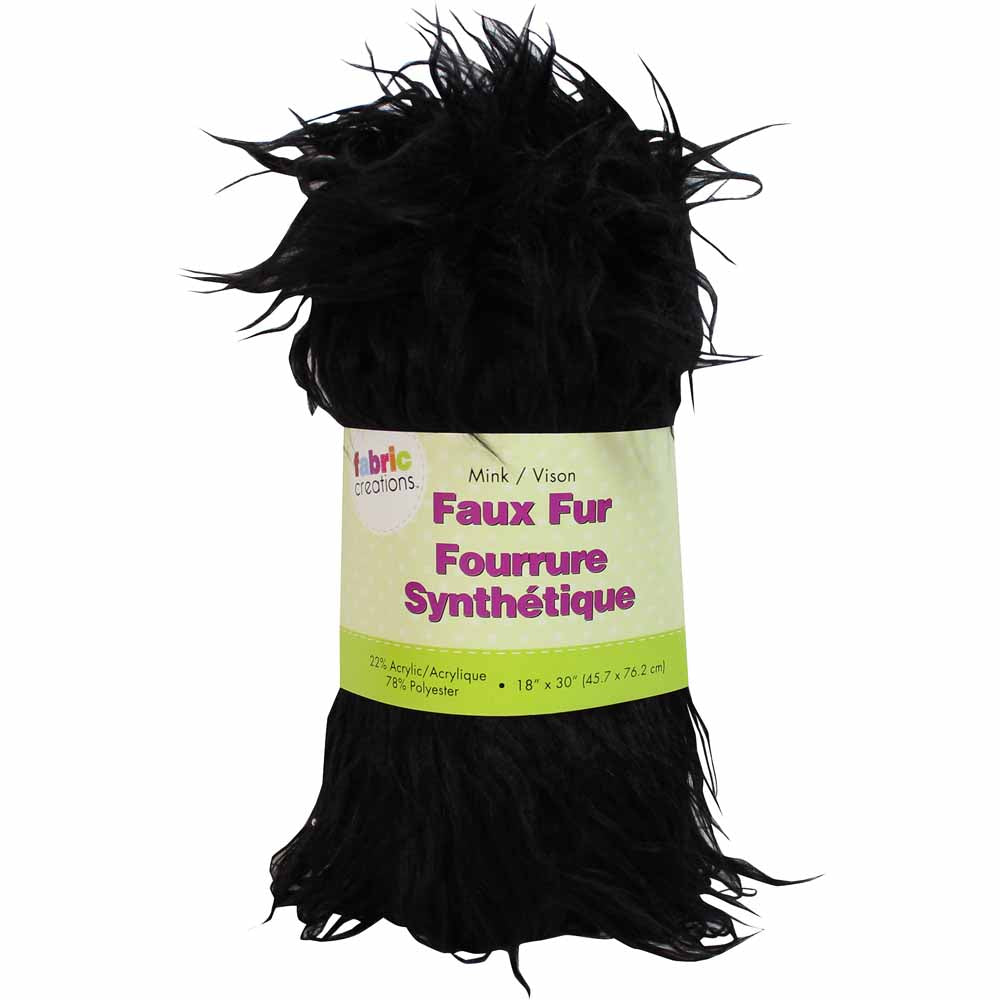 Faux Fur Fabric - Mink - Black - MDGFUR1