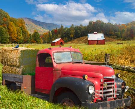 Vintage Red Truck panel - AL-5656-2C - 36"(91cm)
