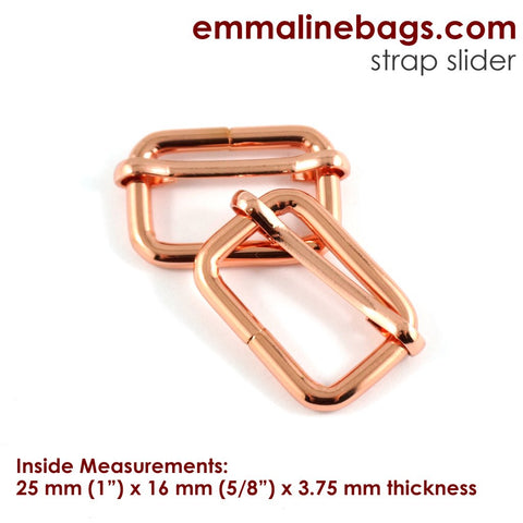 Adjustable Strap Sliders 1" - Copper Finish - 2 Pack - SLD25mm-COPPER/2