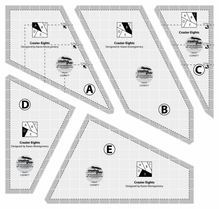 Creative Grids Non-Slip Crazier Eights ruler set - CGRMT7