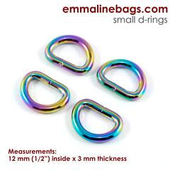 D Rings - 1/2" - Iridescent Rainbow Finish - 4 pack
