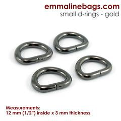 D Rings - 1/2" - Gunmetal Finish - 4 pack
