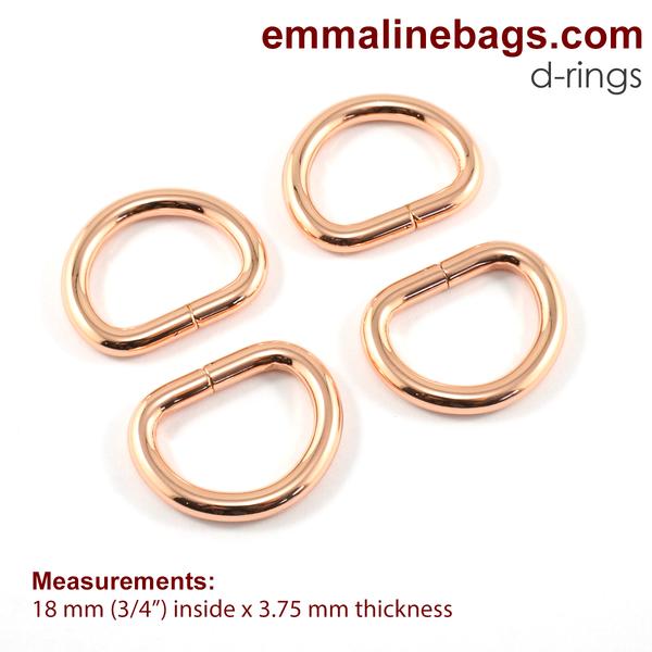 D Rings - 3/4" Thick - Copper Finish - 4 Pack