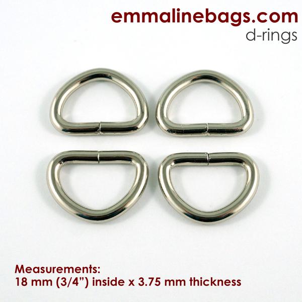 D Rings - 3/4" Thick - Nickel Finish - 4 Pack
