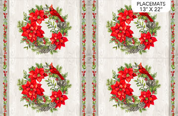 The Scarlet Feather - Placemat - Pale Gray Multi - DP23481-91 - set of 2 - 14"(35.5cm)