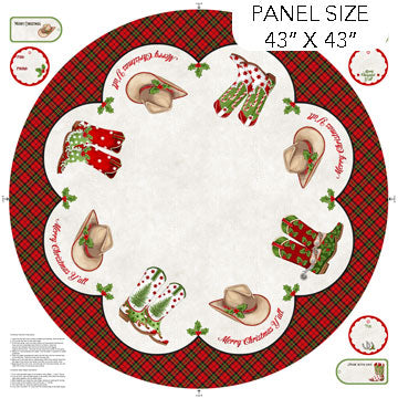 Howdy Christmas - Tree Skirt panel - Taupe Multi - DP24611-11 - 43"(109cm)