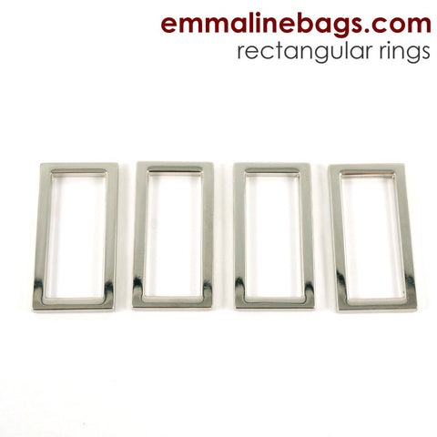 Flat Rectangle Rings - 1" - 4 pack - Nickel Finish