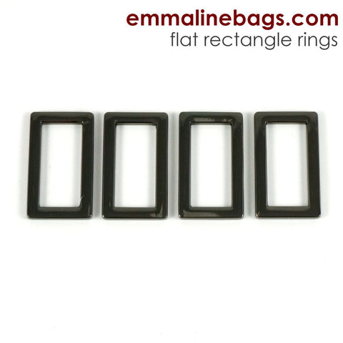 Flat Rectangle Rings - 1" - 4 pack - Gunmetal Finish