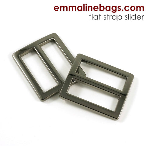 Flat Rectangular Strap Sliders - Gunmetal Finish - 1" - 2 pack