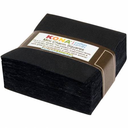 Mini Charm Pack - 84 -2 1/2” Squares - Kona Cotton - MCH-104-84 Black