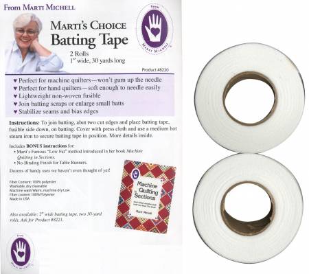 Marti's Choice Fusible Batting Tape - 1" x 30 yards - 2 rolls - Non-Woven - 8220