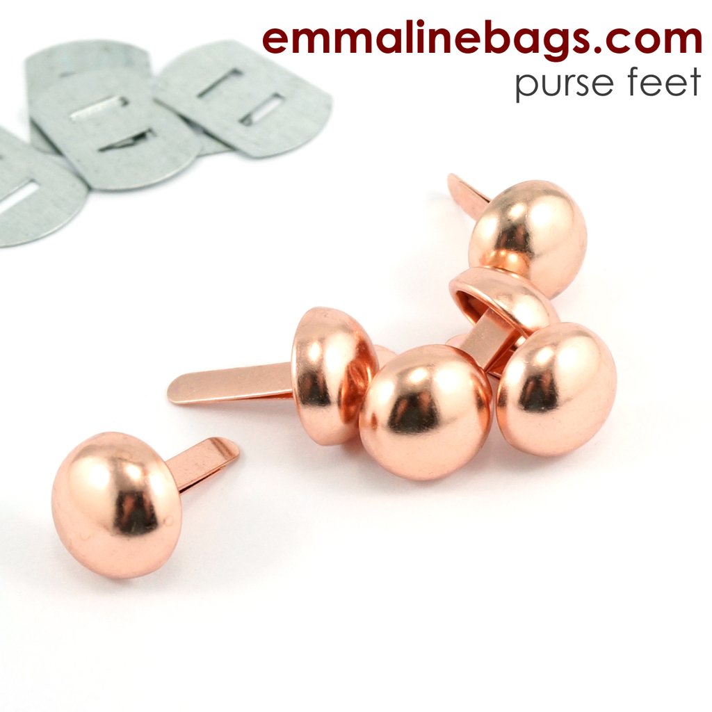 Domed Purse Feet - 1/2" - Copper Finish - 6 pack