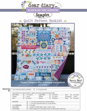 Dear Diary Block Of The Month Quilt pattern book set - RMD120