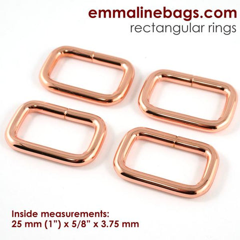 Rectangle Rings - 1" - Copper Finish - 4 pack - REC-WIRE-25mm-CP/4