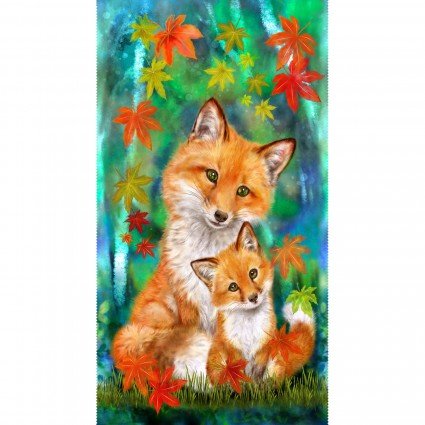 Auburn Fox - Mom Fox and Cub panel - 6232P-76 - 23.5"(59cm)
