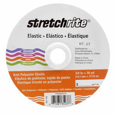 Knit Polyester Flat Elastic - 3/4" wide - White - (price per meter) - SS66-WHT