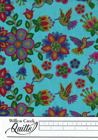 Tucson - Turquoise Beaded Hummingbird - E640 - 640