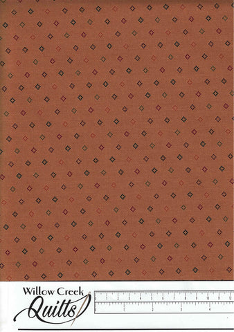 BROWN BLOCK PRINTED REVERSIBLE COTTON QUILTED FABRIC-HF3812