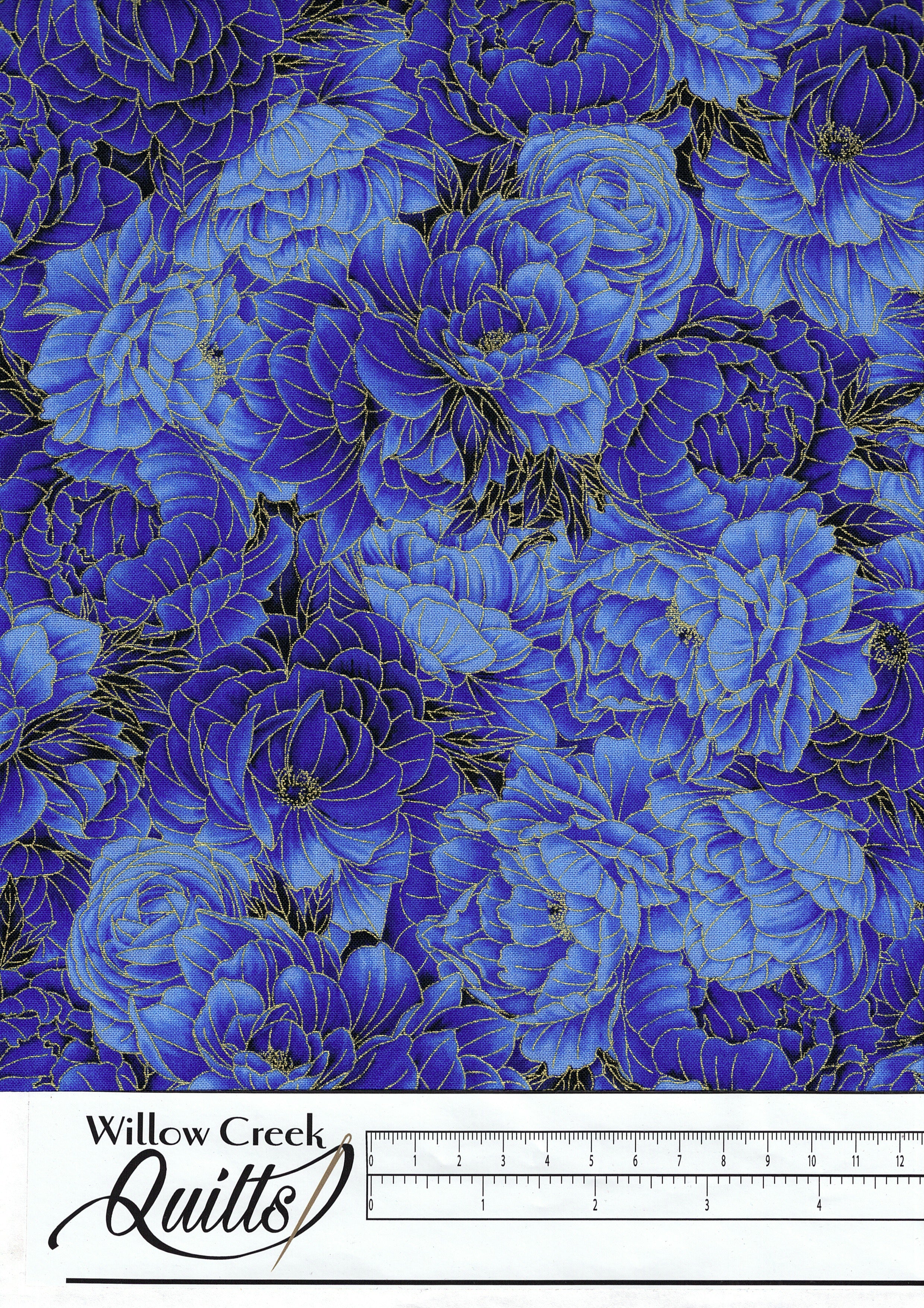 Royal Plume - Packed Blue Metallic Flowers - CM1564