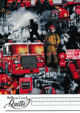 Fire and Rescue Firefighter Patchwork - Black - C7731