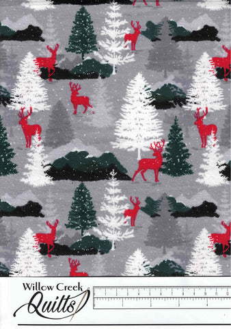 Grey Deer in Woods Craft Flannel - 1110020720