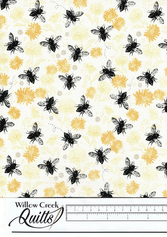 Honey Bee - Floral - Parchment - C11702