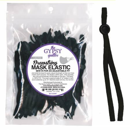 Drawstring Mask Elastic - Black - 60pieces - TGQ090