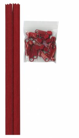 Zippers by the Yard - ZIPYD-265 - Hot Red - 4 yards(3.6m) and 16 pulls