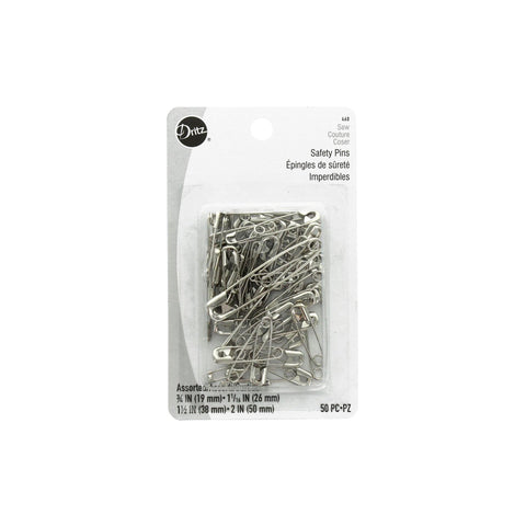 Safety Pins Nickel Assorted Size - 50 Count - 460