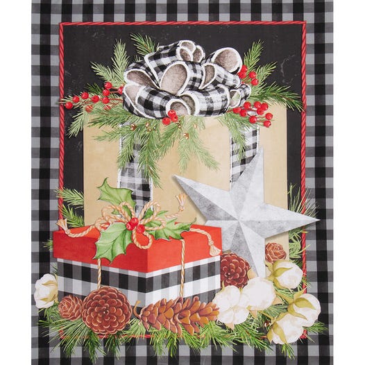 Christmas Gingham panel - craft fabric - SPR72484-4610715 - 35"(89cm)