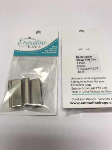 Rectangular Strap End Cap - Nickel Finish - 4 pack